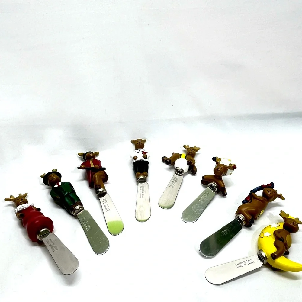 LTD CHRISTMAS HOLIDAY REINDEER TABLETOP VARIETY SET‎ OF 8 SPREADERS OPEN BOX